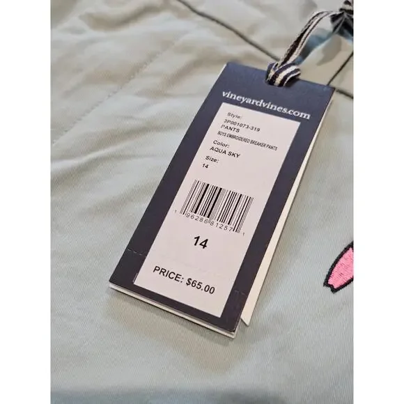 Vineyard Vines Boys Cotton Surf Board Print Straight Leg Pants Size 14 Aqua Sky - Picture 3 of 5
